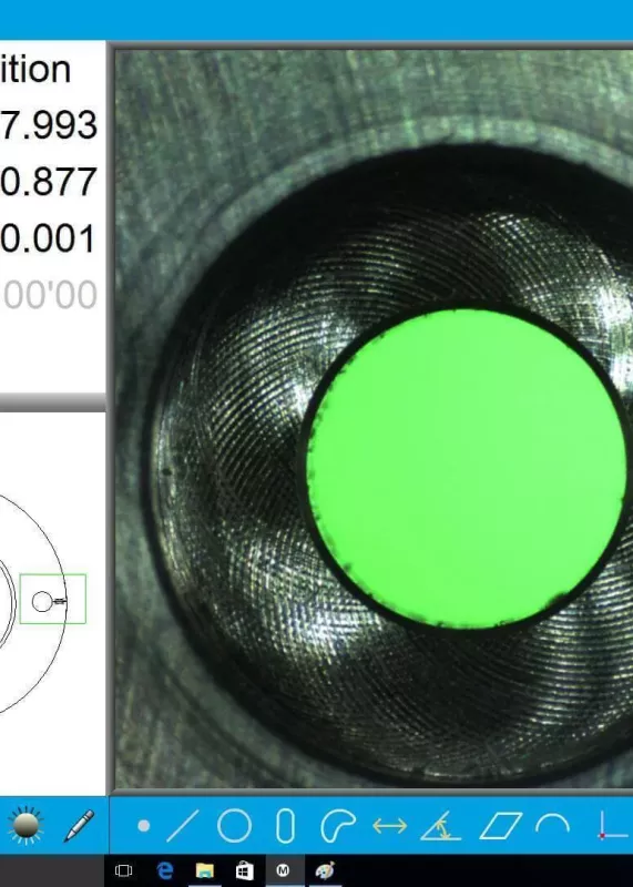 Oprogramowanie M3 mikroskopu Swift PRO Edge podczas pomiaru geometrii