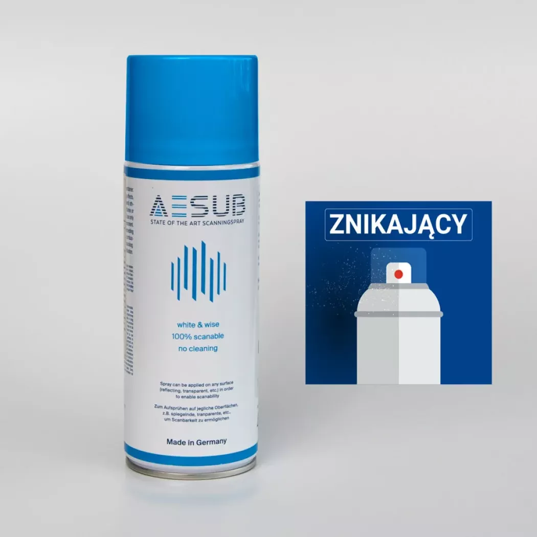 Spray do skanowania 3D AESUB Blue – znikający preparat do skanowania powierzchni