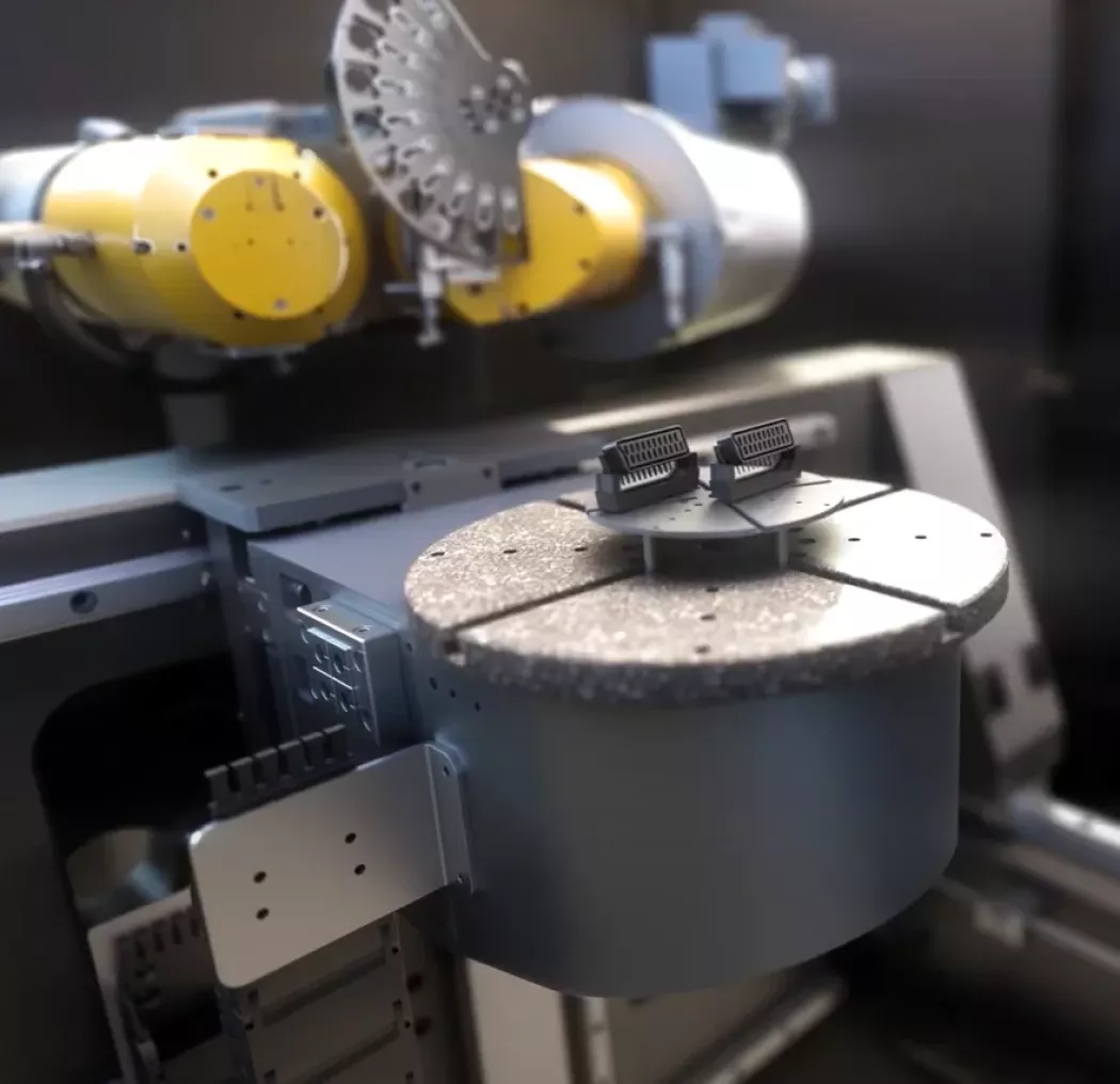 Stolik obrotowy mikrotomografu Phoenix V|tome|x M Omni z&nbsp;próbkami do skanowania