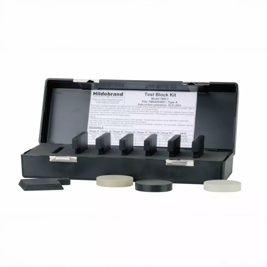 Otwarta walizka: wzorce twardości Shore A Hildebrand – szybka kontrola poprawności pomiaru